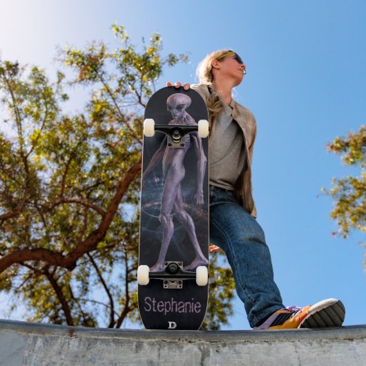 Paars Alien D-merkskateboard Persoonlijk Skateboard (Buiten 1)