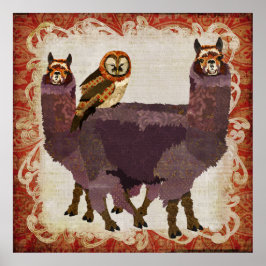 Paars Alpacas Amber Owl Art Poster