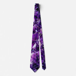 Paars Amethyst Crystal Geode Gemstone Necktie Stro Stropdas