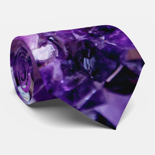 Paars Amethyst Crystal Geode Gemstone Necktie Stro Stropdas (Opgerold)