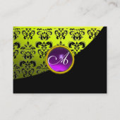 PAARS AMETHYST-DAMASKMONOGRAM, geel Visitekaartje (Achterkant)