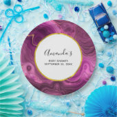 Paars Amethyst- en Gold Abstract Agate-Baby shower Papieren Bordje (Feest)