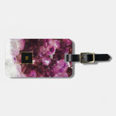 Paars amethyst goud, monogrammen elegant bagagelabel (Voorkant horizontaal)