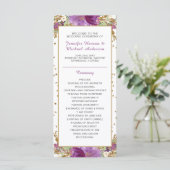 Paars Amethyst Gouden Glitter Frame Huwelijksprogr Programmakaart (Staand voorkant)