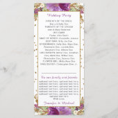 Paars Amethyst Gouden Glitter Lijst Bruiloftsprogr Programmakaart (Achterkant)