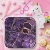 Paars Amethyst Quartz Crystal Papieren Bordje (Feest)