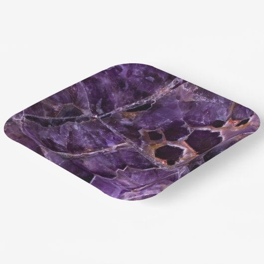 Paars Amethyst Quartz Crystal Papieren Bordje (Gebogen)