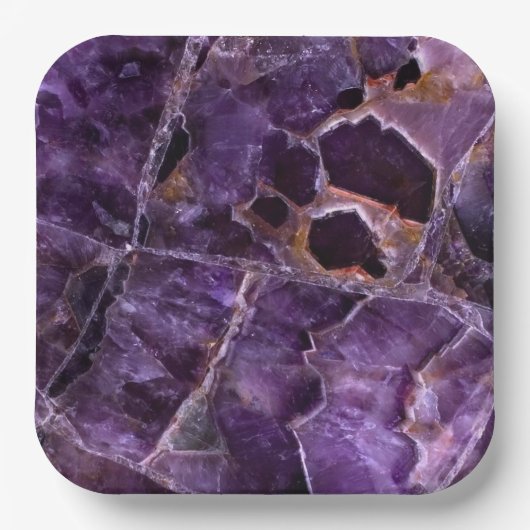 Paars Amethyst Quartz Crystal Papieren Bordje (Voorkant)