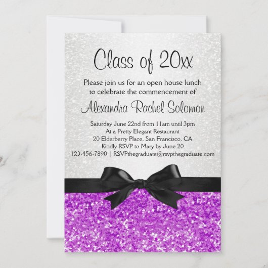 Paars/Amethyst Sparkle-look Afstuderen Invitation Kaart (Voorkant)
