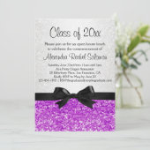 Paars/Amethyst Sparkle-look Afstuderen Invitation Kaart (Staand voorkant)