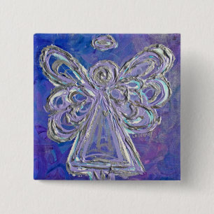Paars Angel Button Pin