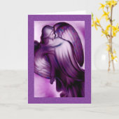 Paars Angel Wenskaart Kaart (Gele Bloem)