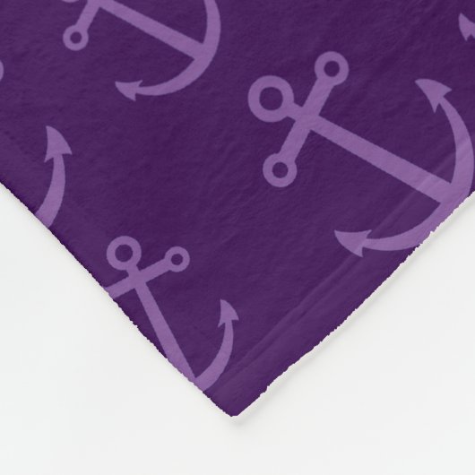 Paars ankerpatroon fleece deken (Hoek)