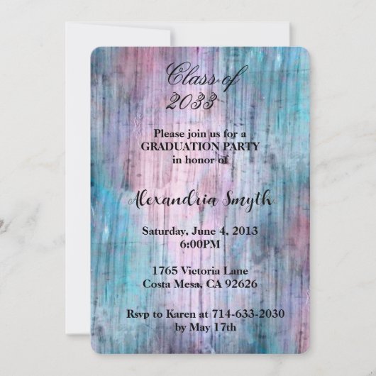 Paars Aqua Abstracte Afstudeerfoto van Jou Kaart (Voorkant)