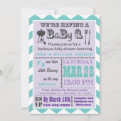 Paars & Aqua Barbecue BaByQ Baby shower nodigt 2 Kaart (Voorkant)