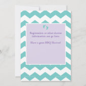 Paars & Aqua Barbecue BaByQ Baby shower nodigt 2 Kaart (Achterkant)