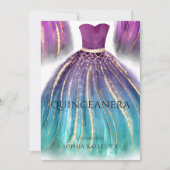 Paars Aqua Blauwgroen Ombre Mermaid Dress Quincean Kaart (Voorkant)
