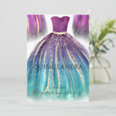Paars Aqua Blauwgroen Ombre Mermaid Dress Quincean Kaart (Staand voorkant)