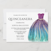 Paars Aqua Blauwgroen Ombre Mermaid Dress Quincean Kaart (Achterkant)