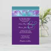 Paars Aqua Blue Dahlia Petals Wedding Recycled V2 Kaart (Staand voorkant)
