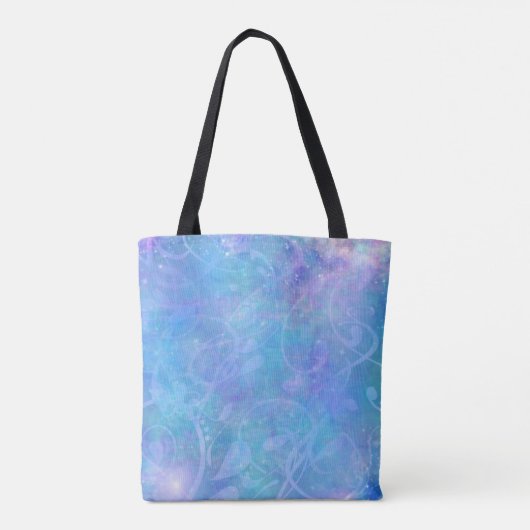 Paars, Aqua en Blauw Abstract Ontwerp Tote Bag (Achterkant)