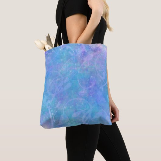 Paars, Aqua en Blauw Abstract Ontwerp Tote Bag (Dichtbij)