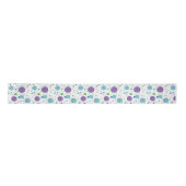 Paars | Aqua Polka Dots and Swirls Satijnen Lint (Voorkant)