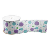 Paars | Aqua Polka Dots and Swirls Satijnen Lint (Spoel)