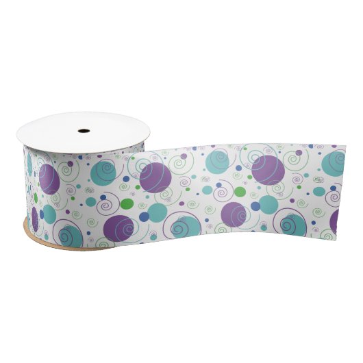 Paars | Aqua Polka Dots and Swirls Satijnen Lint (Spoel)