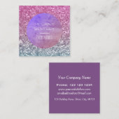 Paars Aquamarine Sparkly Glamour Vierkante Visitekaartje (Voorkant / Achterkant)