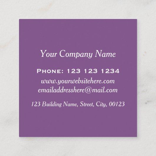 Paars Aquamarine Sparkly Glamour Vierkante Visitekaartje (Achterkant)