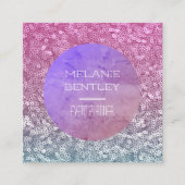 Paars Aquamarine Sparkly Glamour Vierkante Visitekaartje (Voorkant)