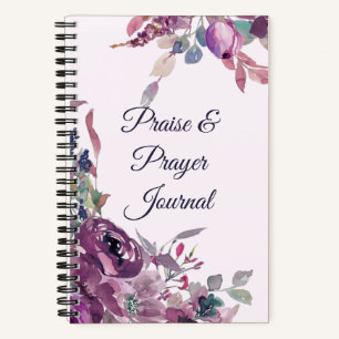 Paars aquarel bloemstuk lof & gebedsdagboek notitieboek