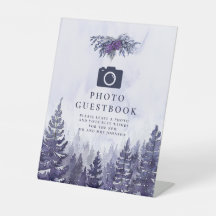 Paars Aquarel Bos Foto Gastboek Bruiloft