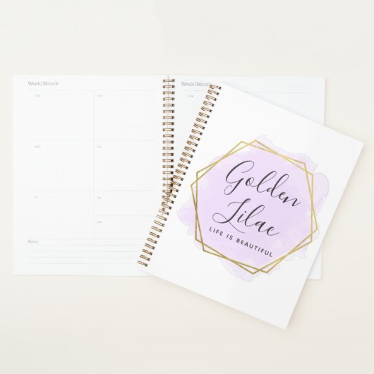 Paars Aquarel & Modern Gouden Geometrische Chic Planner (Display)