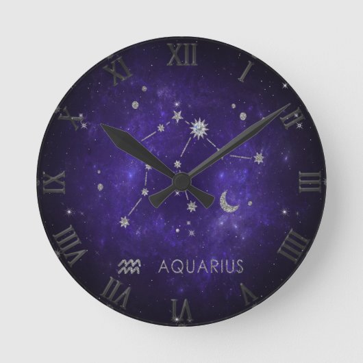Paars Aquarius Zodiac | Astrologie Horoscope Ronde Klok (Voorkant)
