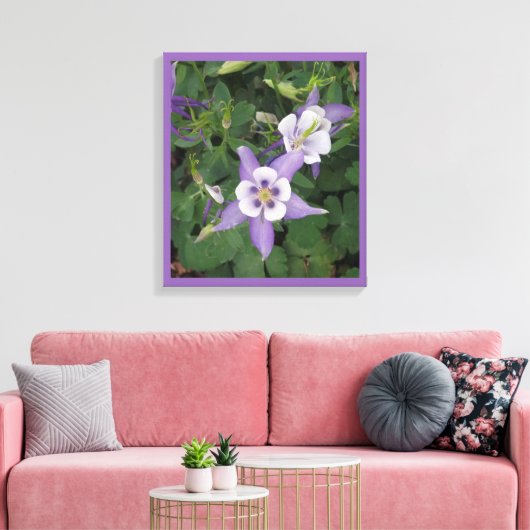 Paars Aquilegia - Columbine Flower Wrapped Canvas (Insitu (Woonkamer))