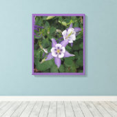 Paars Aquilegia - Columbine Flower Wrapped Canvas Afdruk (Insitu (Houten vloer))
