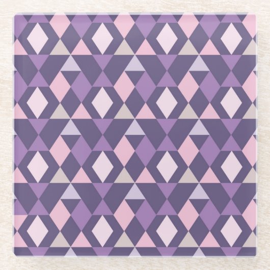 Paars Arabisch geometrisch patroon Glazen Onderzetter (Voorkant)