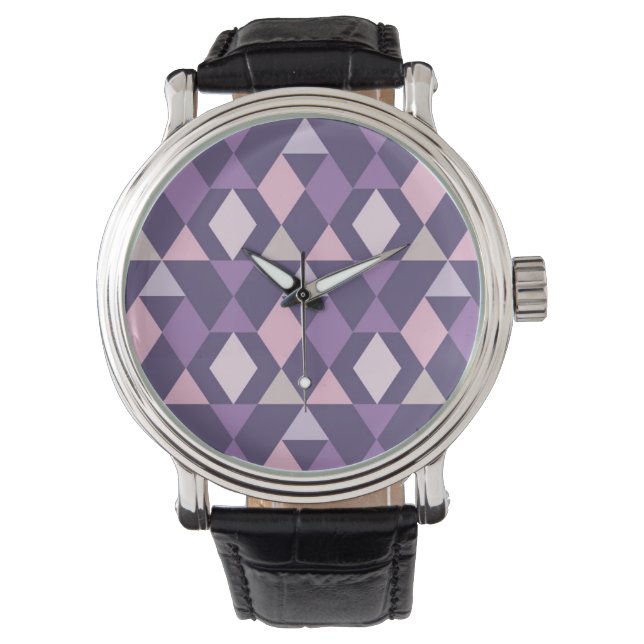 Paars Arabisch geometrisch patroon Horloge (Voorkant)