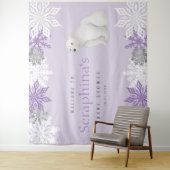 Paars Arctisch Beer Baby shower achtergrond Wandkleed (In situ)