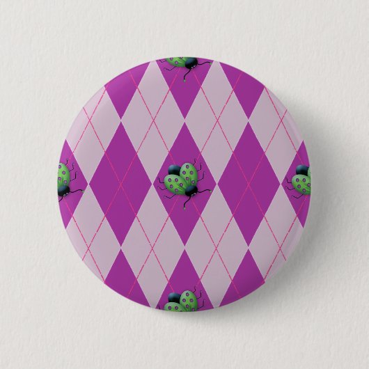 Paars Arglye Ladybug Ronde Button 5,7 Cm (Voorkant)