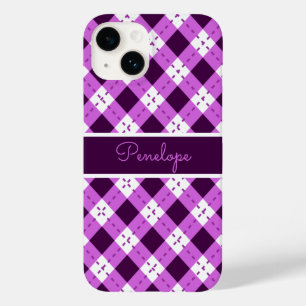 Paars Argyle Monogram Case-Mate iPhone 14 Hoesje