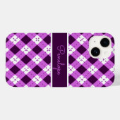 Paars Argyle Monogram Case-Mate iPhone Case (Achterkant (horizontaal))