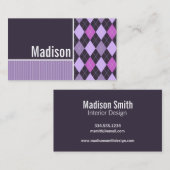 Paars Argyle Pattern Visitekaartje (Voorkant / Achterkant)