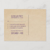 Paars Art Deco Border RSVP Briefkaart (Achterkant)