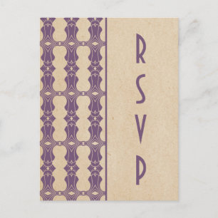 Paars Art Deco Border RSVP Briefkaart