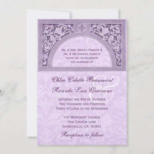 Paars artikel Deco Wedding Metallic Paper V322 Kaart (Voorkant)