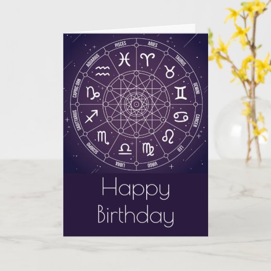 Paars astrologisch wiel kaart (Gele Bloem)