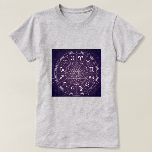 Paars astrologisch wiel t-shirt (Design voorkant)